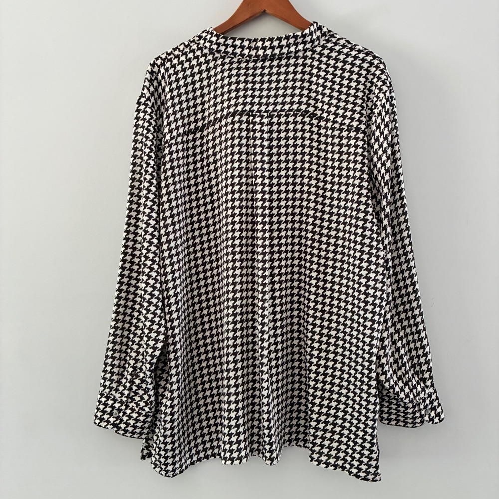 Lauren Ralph Lauren Shirt 3X Houndstooth Blouse Office Sophisticated Preppy - Picture 5 of 9